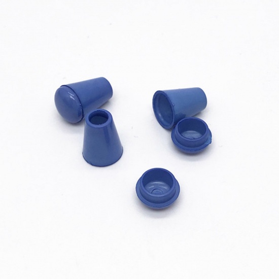 Picture of Plastic Cord Lock Stopper Sweater Shoelace Rope Buckle Pendant Clothing Accessories Blue 14mm x 9mm, 20 Sets