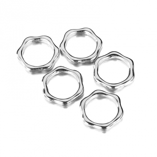 Immagine di 304 Acciaio Inossidabile Serie Geometry Charms Esagono Tono Argento Filigrana 15mm x 14mm, 2 Pz