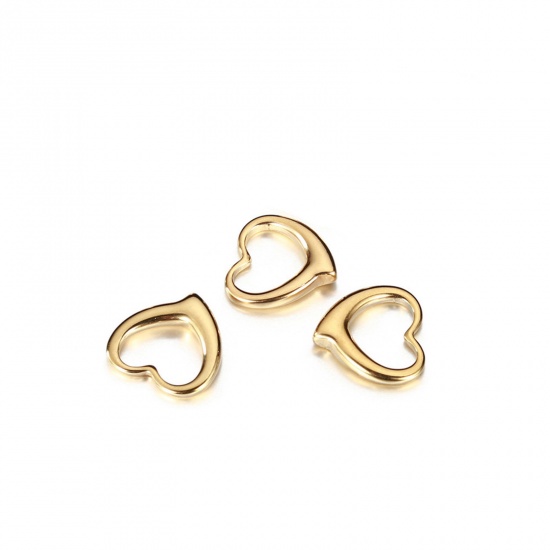 Immagine di 304 Acciaio Inossidabile San Valentino Charms Cuore Oro Placcato Filigrana 12.5mm x 12mm, 2 Pz