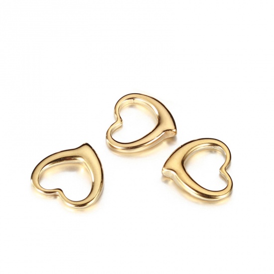 Immagine di 304 Acciaio Inossidabile San Valentino Charms Cuore Oro Placcato Filigrana 16.5mm x 16mm, 2 Pz