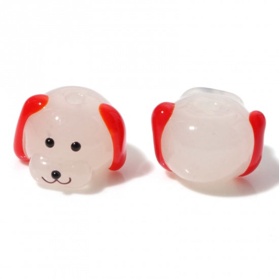 Picture of Lampwork Glass Beads Dog Animal Red 3D About 16mm x 11mm, Hole: Approx 2.2mm, 2 PCs