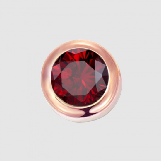 Image de 1 Pièce Perles pour DIY Fabrication de Bijoux Pierres de Naissance en 316 Acier Inoxydable Revêtement sous Vide PVD Respectueux de l'Environnement Rond Or Rose janvier à Strass Rouge env. 6mm Dia., Trou: env. 1.3mm