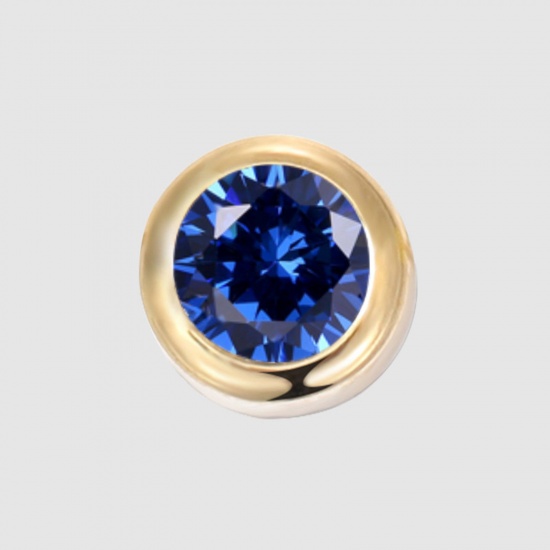 Image de 1 Pièce Perles pour DIY Fabrication de Bijoux Pierres de Naissance en 316 Acier Inoxydable Revêtement sous Vide PVD Respectueux de l'Environnement Rond Plaqué Or 14K septembre à Strass Saphir env. 6mm Dia., Trou: env. 1.3mm
