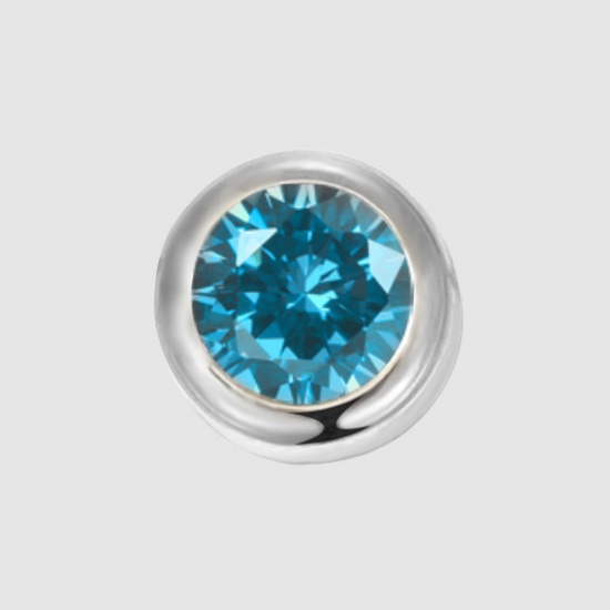 Image de Perles Pierres de Naissance en 316 Acier Inoxydable Rond Argent Mat décembre à Strass Lac Bleu env. 6mm Dia., Trou: env. 1.3mm, 1 Pièce
