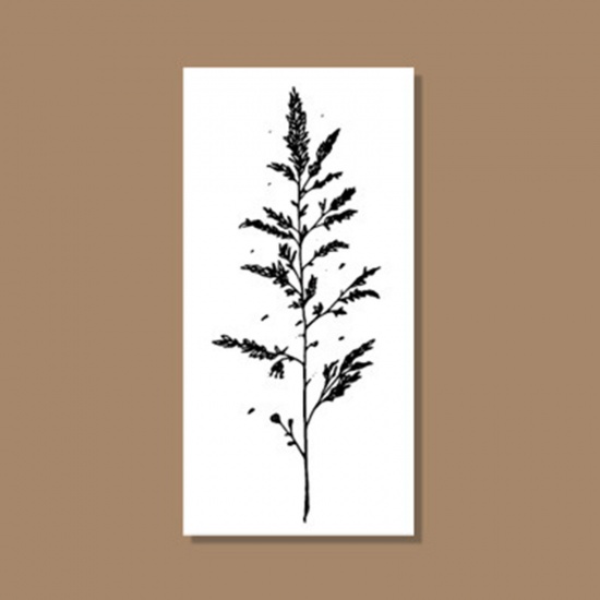 Picture of Natural Wood Flora Collection Seal Stamper Rectangle Khaki Herbs Pattern 6cm x 3cm, 1 Piece