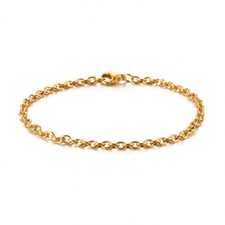 Bild von Großhandel 304 Edelstahl Kreuz Gliederketten Armband, Vergoldet Frauen Einfach Geschenk Schmuckbedarf, 20cm lang, 1 Strang