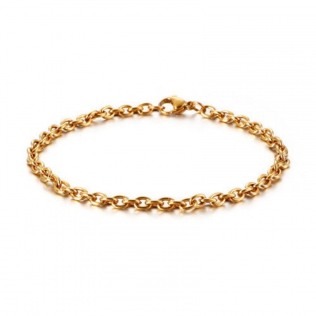 Immagine di 304 Acciaio Inossidabile Catena a Cavo Braccialetti All'Ingrosso, Oro Placcato Donne Semplice Regalo Fornitura di Gioielli, 20cm Lunghezza, 1 Pz