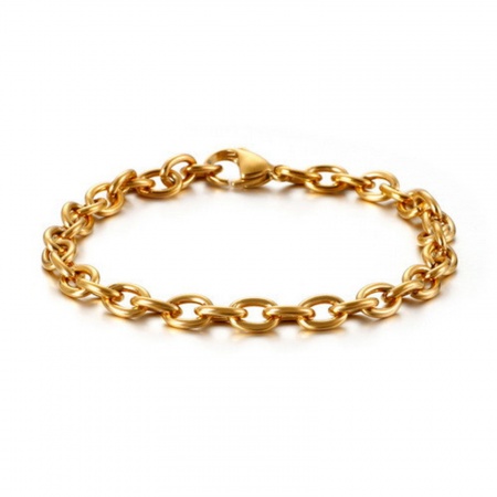 Immagine di 304 Acciaio Inossidabile Catena a Cavo Braccialetti All'Ingrosso, Oro Placcato Donne Semplice Regalo Fornitura di Gioielli, 20cm Lunghezza, 1 Pz