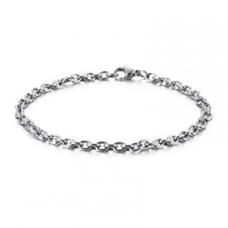 Immagine di 304 Acciaio Inossidabile Catena a Cavo Braccialetti All'Ingrosso, Tono Argento Donne Semplice Regalo Fornitura di Gioielli, 20cm Lunghezza, 1 Pz