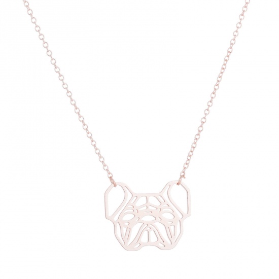 Picture of 201 Stainless Steel Stylish Link Cable Chain Necklace Rose Gold Dog 45cm(17 6/8") long, 1 Piece
