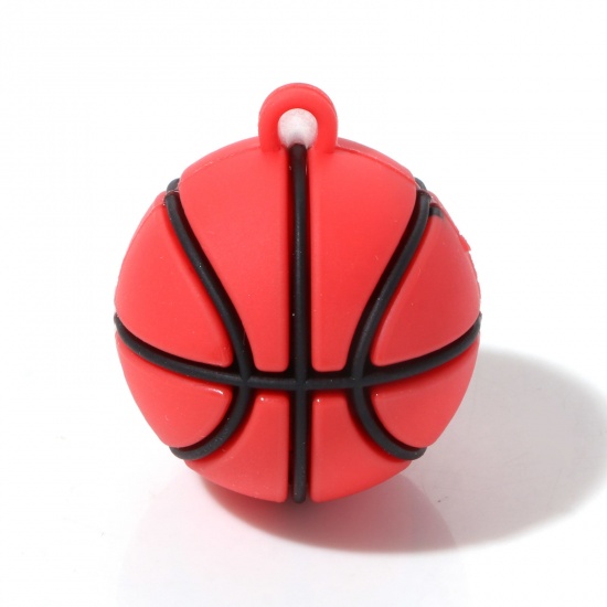 Image de Pendentifs en PVC Sport Basketball Rouge 3D 3.2cm x 2.8cm, 5 Pcs