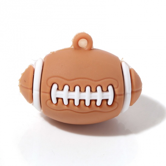 Image de Pendentifs en PVC Sport Rugby Brun 3D 3.7cm x 2.8cm, 5 Pcs