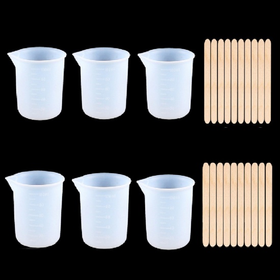 シリコーン 樹脂製 ジュエリーツール ドロッパー 用具 攪拌機 計量カップ メジャリングカップ 多色 1 セット の画像