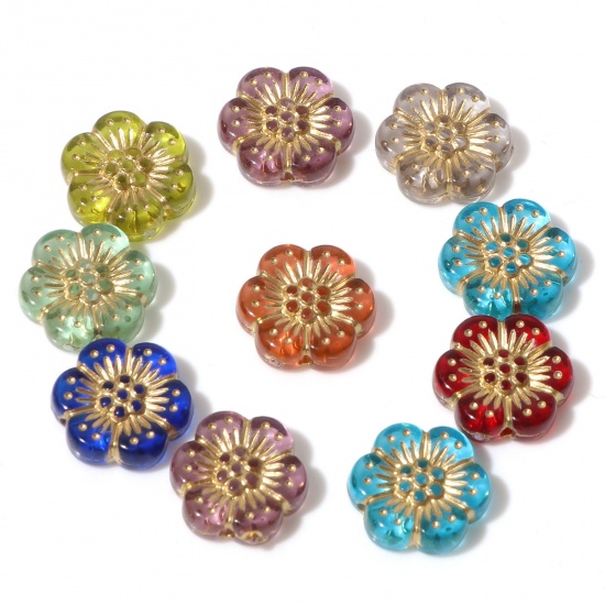 Picture of Acrylic Flora Collection Beads At Random Color Mixed Flower About 13mm x 12mm, Hole: Approx 1.2mm, 10 PCs