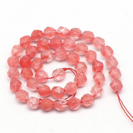 Picture of Watermelon Stone ( Synthetic ) Loose Beads Rhombus Diamond Shape Light Red Faceted About 6mm Dia., Hole: Approx 0.8mm, 1 Strand (Approx 58 PCs/Strand)