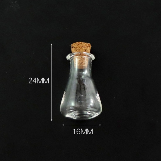Bild von Glas & Holz Mini Wunschflasche Fläschchen Für Ohrring Ring Halskette Flasche Transparent 24mm x 16mm, 10 Stück