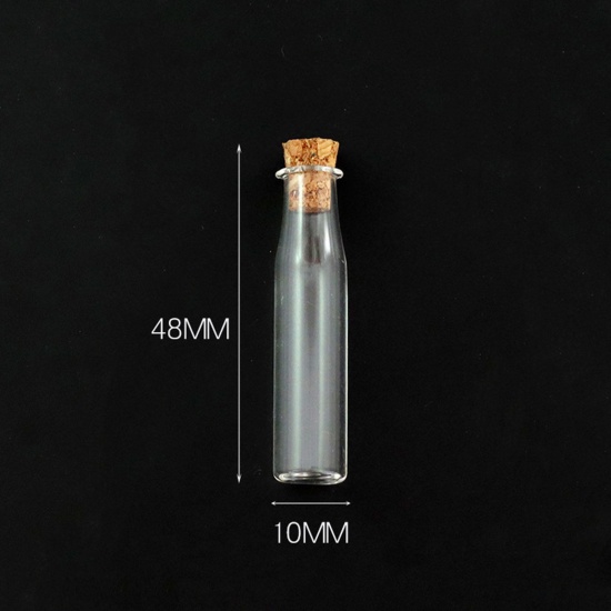 Bild von Glas & Holz Mini Wunschflasche Fläschchen Für Ohrring Ring Halskette Flasche Transparent 4.8cm x 1cm, 10 Stück