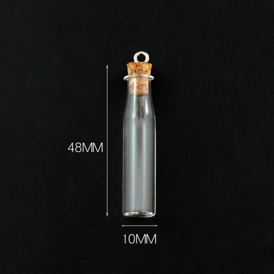 Bild von Glas & Holz Mini Wunschflasche Fläschchen Für Ohrring Ring Halskette Flasche Transparent 4.8cm x 1cm, 10 Stück