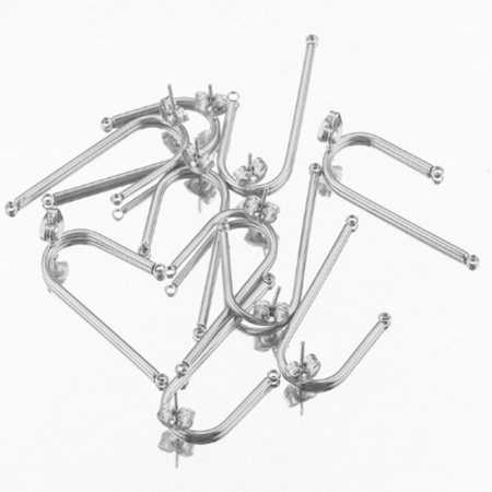 Image de Boucles d'Oreilles Puces en 304 Acier Inoxydable Arc Argent Mat avec Boucle 3.6cm x 1.5cm, Epaisseur de Fil: (20 gauge), 2 Pcs