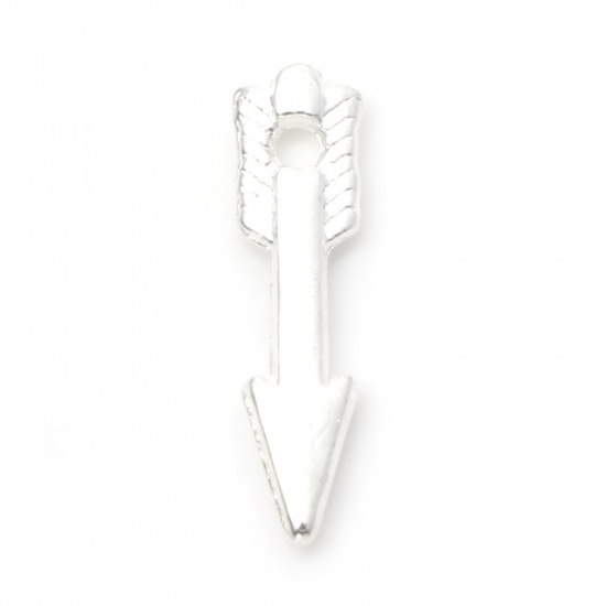 Picture of Zinc Based Alloy Charms Silver Plated Arrow 14.5mm x 4mm, 100 PCs