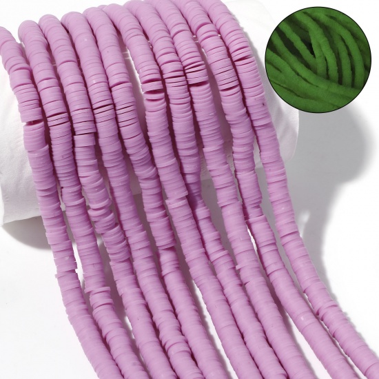 Immagine di Argilla Katsuki Perline Tondo Colore Viola Baglie nel buio Circa 6mm Dia, Foro: Circa 2mm, lunghezza: 39.5cm, 2 Fili (Circa 395 Pezzi/Treccia)