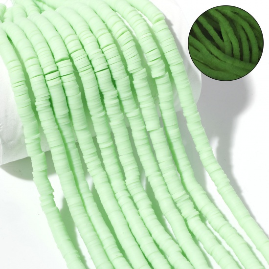 Immagine di Argilla Katsuki Perline Tondo Verde Chiaro Baglie nel buio Circa 6mm Dia, Foro: Circa 2mm, lunghezza: 39.5cm, 2 Fili (Circa 395 Pezzi/Treccia)