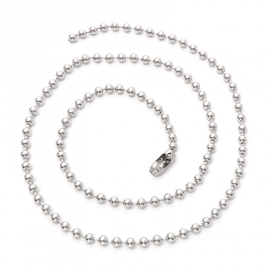 Imagen de 304 Acero Inoxidable Cadenas Bola Collares Tono de Plata 60cm longitud, Cadena: 4mm, 1 Unidad