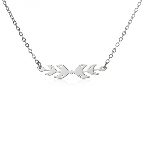 Picture of 304 Stainless Steel Stylish Necklace Silver Tone Arrowhead 38cm(15") long, 1 Piece