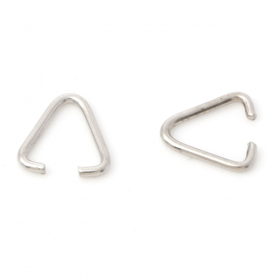 Picture of 1mm Iron Based Alloy Open Jump Rings Findings Triangle Silver Tone 9mm x 9mm, 50 PCs
