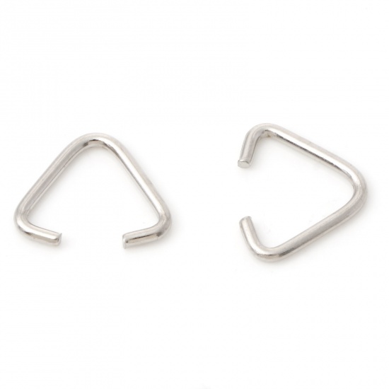 Picture of 1.4mm Iron Based Alloy Open Jump Rings Findings Triangle Silver Tone 15mm x 12mm, 50 PCs