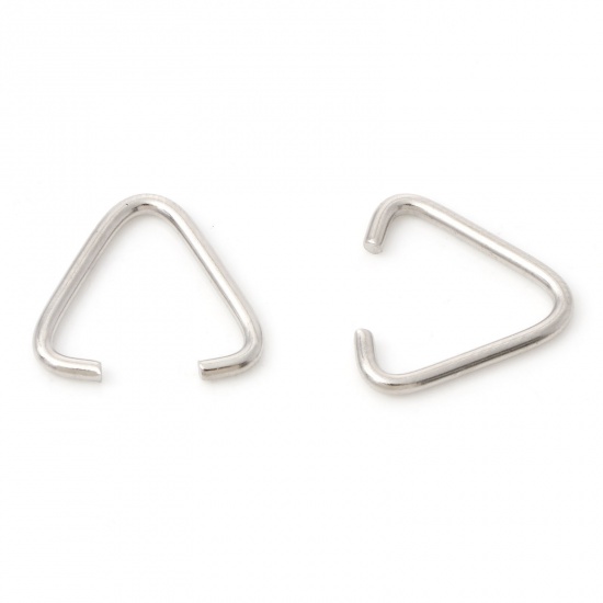 Picture of 1.5mm Iron Based Alloy Open Jump Rings Findings Triangle Silver Tone 16mm x 15mm, 50 PCs