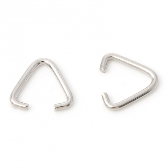 Picture of 1.6mm Iron Based Alloy Open Jump Rings Findings Triangle Silver Tone 14mm x 13mm, 50 PCs