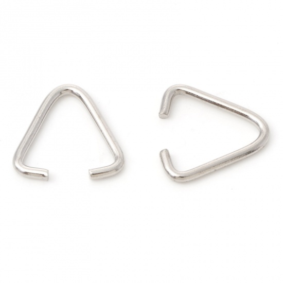 Picture of 2mm Iron Based Alloy Open Jump Rings Findings Triangle Silver Tone 20mm x 20mm, 50 PCs