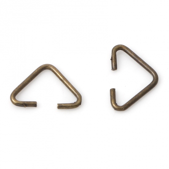 Picture of 0.8mm Iron Based Alloy Open Jump Rings Findings Triangle Antique Bronze 9mm x 6mm, 200 PCs