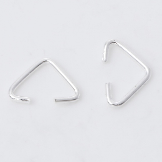 Picture of 0.8mm Iron Based Alloy Open Jump Rings Findings Triangle Silver Plated 9mm x 6mm, 200 PCs