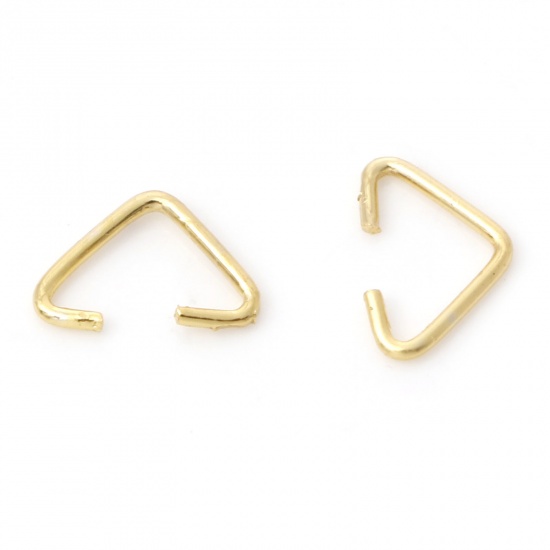 Picture of 0.8mm Iron Based Alloy Open Jump Rings Findings Triangle Gold Plated 9mm x 6mm, 200 PCs