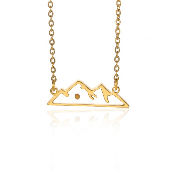 Picture of Creativity Mustard Seed Necklace Fashion 304 Stainless Steel Necklace Gold Plated Mountain 38cm(15") long, 1 Piece