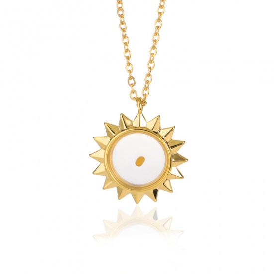 Picture of Creativity Mustard Seed Necklace Fashion 304 Stainless Steel Necklace Gold Plated Sun 38cm(15") long, 1 Piece