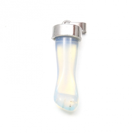 Immagine di Opale ( Sintetico ) Ciondoli Tono Argento Color Latteo Mani Pugno 40mm x 13mm, 1 Pz