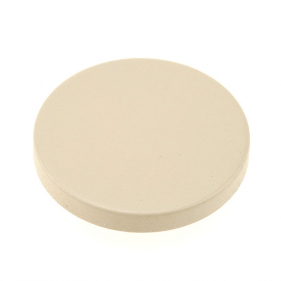 Picture of Resin Metal Sewing Shank Buttons Single Hole Creamy-White Round Painted 15mm Dia., 10 PCs