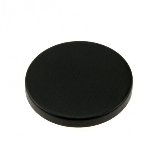 Picture of Resin Metal Sewing Shank Buttons Single Hole Black Round Painted 25mm Dia., 10 PCs
