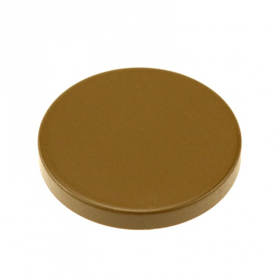 Picture of Resin Metal Sewing Shank Buttons Single Hole Khaki Round Painted 15mm Dia., 10 PCs