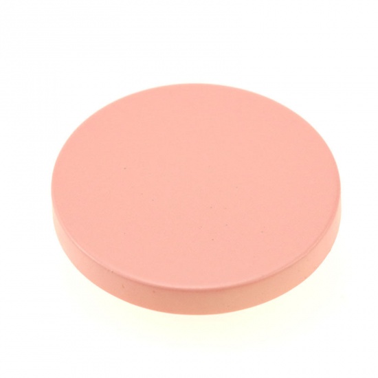 Picture of Resin Metal Sewing Shank Buttons Single Hole Pale Pinkish Gray Round Painted 15mm Dia., 10 PCs