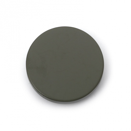 Picture of Resin Metal Sewing Shank Buttons Single Hole Dark Green Round Painted 15mm Dia., 10 PCs