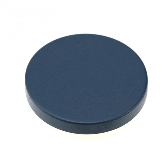 Picture of Resin Metal Sewing Shank Buttons Single Hole Ink Blue Round Painted 15mm Dia., 10 PCs