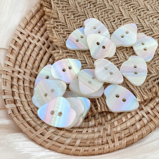 Picture of Resin Sewing Buttons Scrapbooking 2 Holes Irregular Creamy-White 25mm, 10 PCs