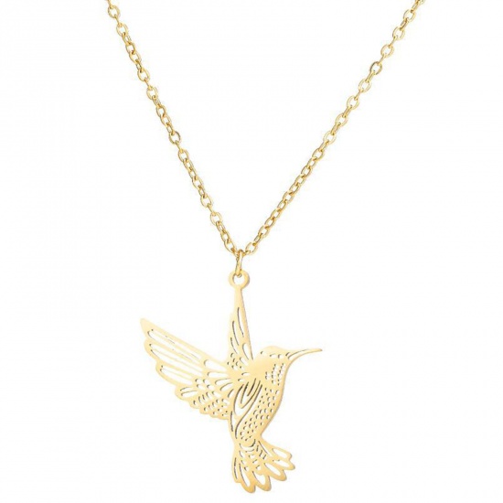 Picture of 304 Stainless Steel Stylish Necklace Gold Plated Bird Animal Hollow 45cm(17 6/8") long, 1 Piece
