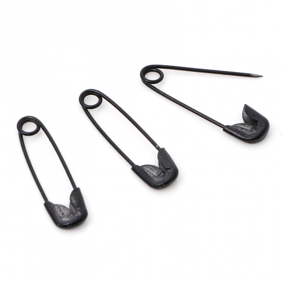 Picture of Iron Based Alloy Safety Pin Brooches Findings Black 18mm x 5mm, 1 Packet ( 500 PCs/Packet)