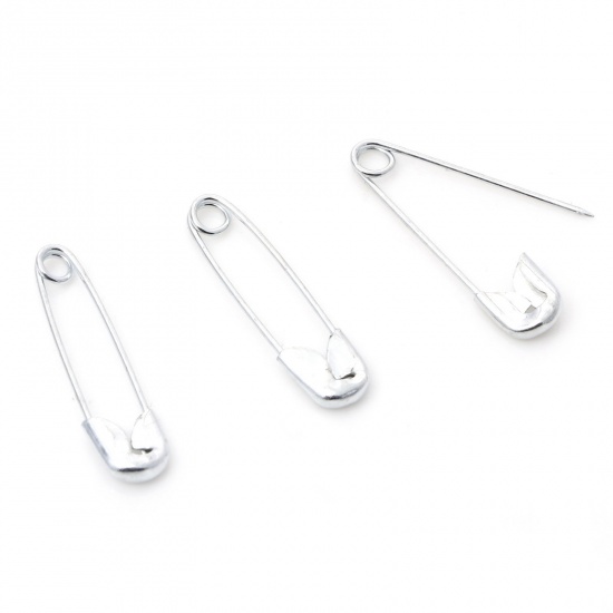 Picture of Iron Based Alloy Safety Pin Brooches Findings Silver Tone 18mm x 5mm, 1 Packet ( 500 PCs/Packet)