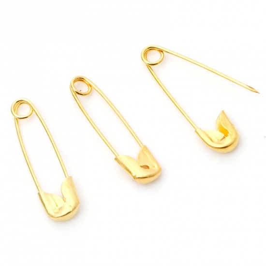 Picture of Iron Based Alloy Safety Pin Brooches Findings Gold Plated 18mm x 5mm, 1 Packet ( 500 PCs/Packet)